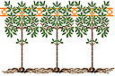 Schablonen für Bäume zeichnen - Bordürenmuster aus stilisierten Bäumen