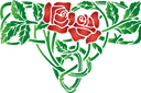 Schablonen für Rosen zeichnen - Zwei Röschen und Blättern