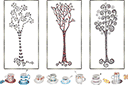 Schablonen für Bäume zeichnen - Tee-Triptychon