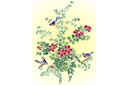 Schablonen für Blumen zeichnen - Blüten und Vögeln 29