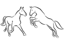Tiere zeichnen Schablonen - Zwei Pferden 3a