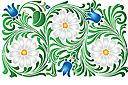 Schablonen für die Bordüren mit Pflanzen - Muster mit Kamillen und Glocken