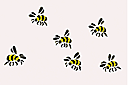 Schablonen für Schmetterlinge zeichnen - Sechs Bienen
