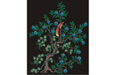 Schablonen mit östlich Motiven - Baum, Weinstock und kleine Vogel