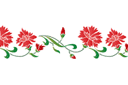 Schablonen für Blumen zeichnen - Bordürenmuster mit Nelken 3