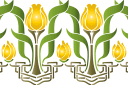 Schablonen für Bordüre im klassischen Stil - Drei Tulpen im Jugendstil - Bordüre