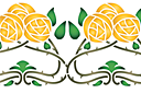 Schablonen für die Bordüren mit Pflanzen - Gelbe Rosen im Jugendstil B