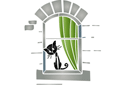 Schablonen von Gebäuden und Architektur - Katze auf der Fensterbank 05