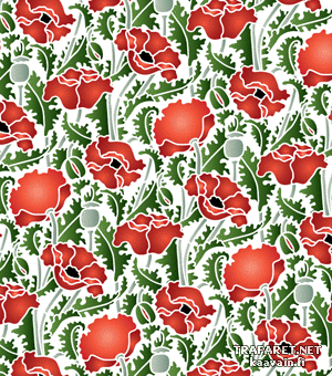Tapete mit Mohnblumen 40 (Schablonen für die Wand)