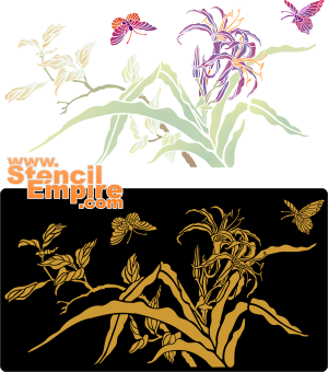 Lilien und Schmetterlinge (Schablonen für Blumen zeichnen)
