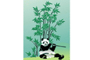 Tiere zeichnen Schablonen - Panda mit Bambus 1