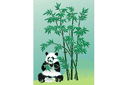 Schablonen des Blätter und Gras Design - Panda mit Bambus 3