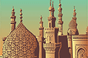Schablonen von Gebäuden und Architektur - Die Minarette von Kairo