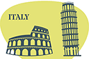 Schablonen von Gebäuden und Architektur - Italien - Sehenswürdigkeiten der Welt