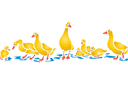 Tiere zeichnen Schablonen - Bordürenmotiv mit Enten