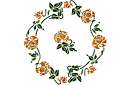 Kreismuster Schablonen - Rosette mit Mohnblumen