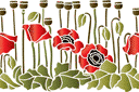 Schablonen für Blumen zeichnen - Bordürenmotiv mit Mohnblumen 35