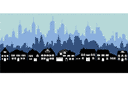 Schablonen von Gebäuden und Architektur - Stadt Horizonte