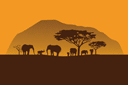 Tiere zeichnen Schablonen - Afrikanische Landschaft