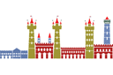 Schablonen für die Bordüren - verschiedene Stile - Mittelalterliches Schloss 7b