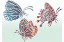 Schablonen für Schmetterlinge zeichnen - Drei Schmetterlinge 2