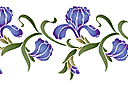 Schablonen für Blumen zeichnen - Bordürenmotiv aus Schwertlilien im orientalischen Stil