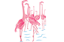 Tiere zeichnen Schablonen - Rosa Flamingo