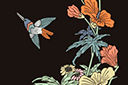 Schablonen für Blumen zeichnen - Orientalisches Tafelbild mit Vogel