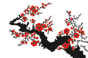 Schablonen mit östlich Motiven - Düstere Sakura