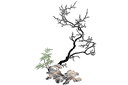 Schablonen mit östlich Motiven - Baum auf einem Klippe