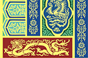 Schablonen mit östlich Motiven - Großer Tafelbild mit Drachen