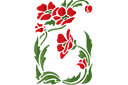 Schablonen für Blumen zeichnen - Fliese mit Mohnblumen