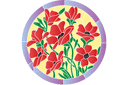 Schablonen für Blumen zeichnen - Mohnblumen in Form eines Kreis