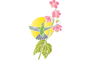 Schablonen für Blumen zeichnen - Kolibri und Blumen