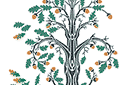 Schablonen für Bäume zeichnen - Herbstliche Eiche im Jugendstil