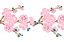 Schablonen für Blumen zeichnen - Japanische Zierkirsche Blüten am Zweig 03b