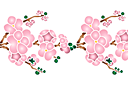 Schablonen für die Bordüren mit Pflanzen - Japanische Zierkirsche Blüten am Zweig 03b