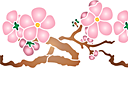 Schablonen für Blumen zeichnen - Japanische Zierkirsche Blüten am Zweig 08b