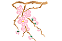 Schablonen für Blumen zeichnen - Kirschbaum im Frühling A