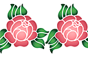 Schablonen für die Bordüren mit Pflanzen - Rose im primitiven Stil 1B