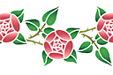 Schablonen für die Bordüren mit Pflanzen - Rosen-Zweigen im primitiven Stil B