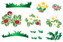 Schablonen für Blumen zeichnen - Blumen, Gras und Beeren
