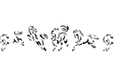 Tiere zeichnen Schablonen - Bordürenmotiv mit vier Pferde