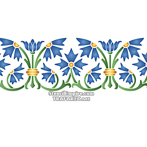 Bordürenmuster mit ein Strauß Kornblumen (Schablonen für die Bordüren mit Pflanzen)