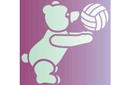 Schablonen für die Raumdekor des Kindes - Spielzeug - Teddybär mit Volleyballball