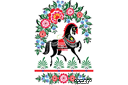 Schablonen im slawischen Stil - Russisches Motiv mit Pferd 1