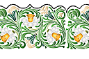Schablonen für die Bordüren mit Pflanzen - Breites bordüre mit Narzissen und Blätter