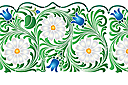 Schablonen für die Bordüren mit Pflanzen - Breites bordüre mit Kamillen und Glocken
