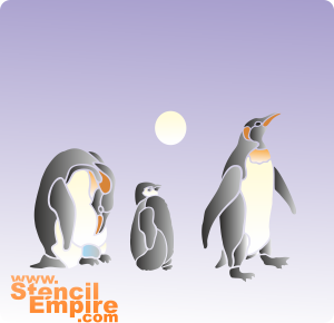Pinguinfamilie - Schablone für die Dekoration