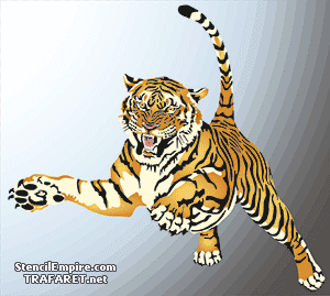 Tiger im Sprung (Tiere zeichnen Schablonen)